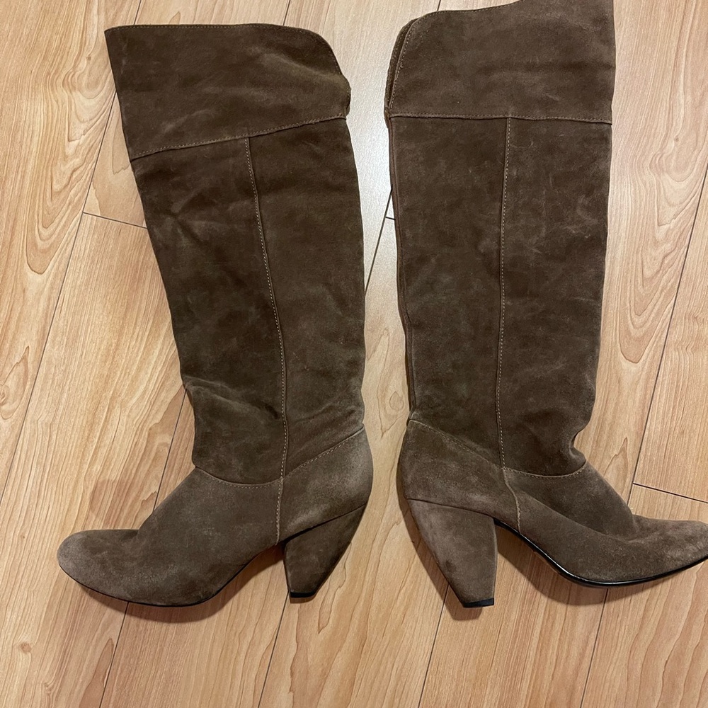 Suede Heeled Tall Boots